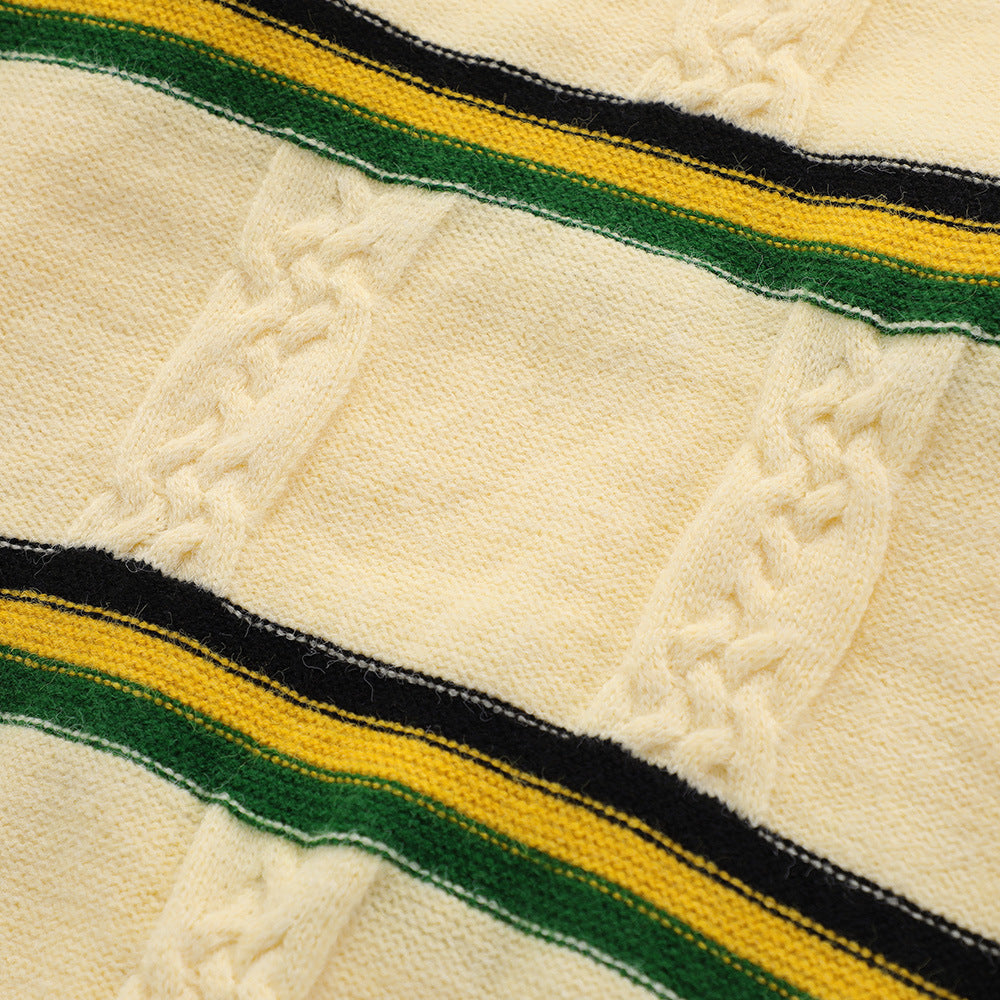 Men's Loose Striped Lapel Cardigan Sweater - Enfance-Heureuse