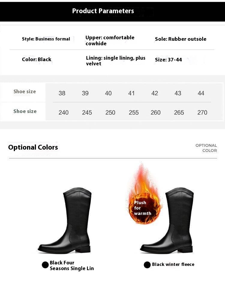 Men's Pointed Toe Business High-top Leather Boots - Enfance-Heureuse