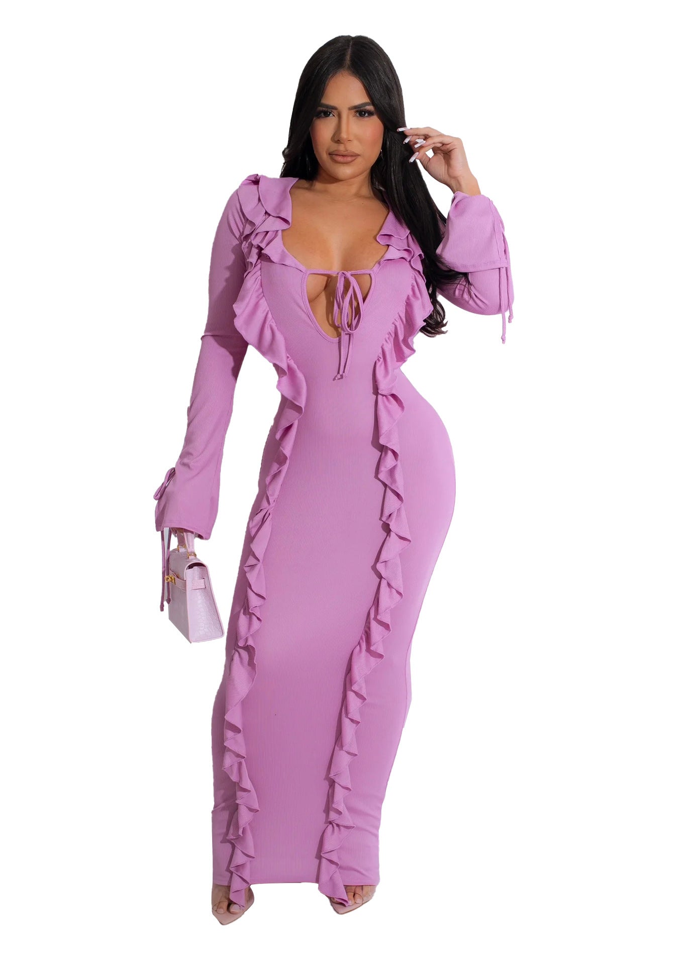 Pure Color Tied Stringy Selvedge Dress - Enfance-Heureuse