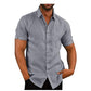Men Short Sleeve Summer Solid Shirts Casual Loose Tops Tee - Enfance-Heureuse