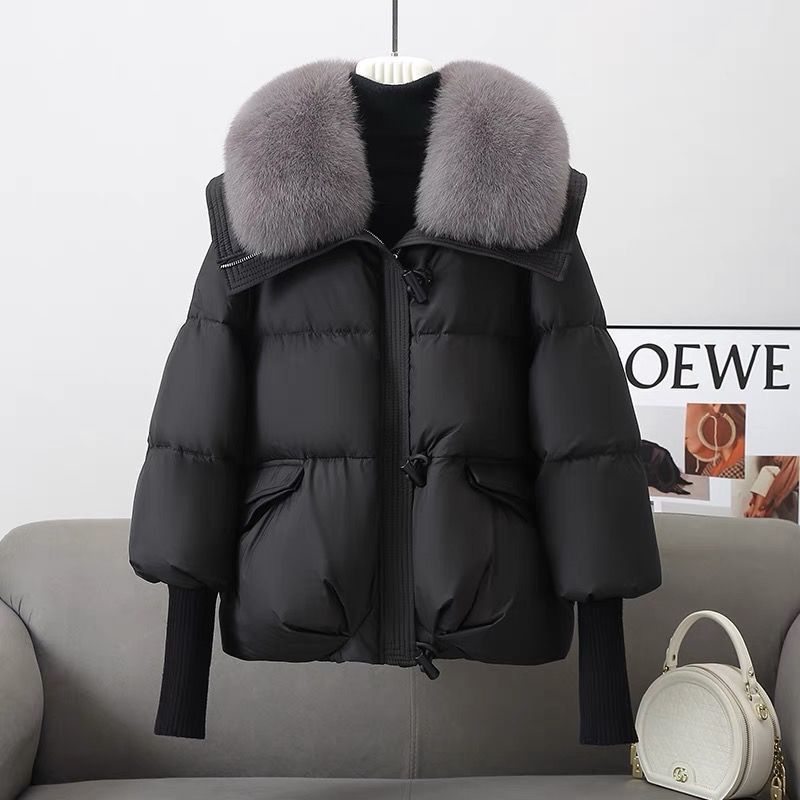 Down Cotton-padded Jacket Women's Short Fur Collar Thickened Coat Winter Clothing - Enfance-Heureuse