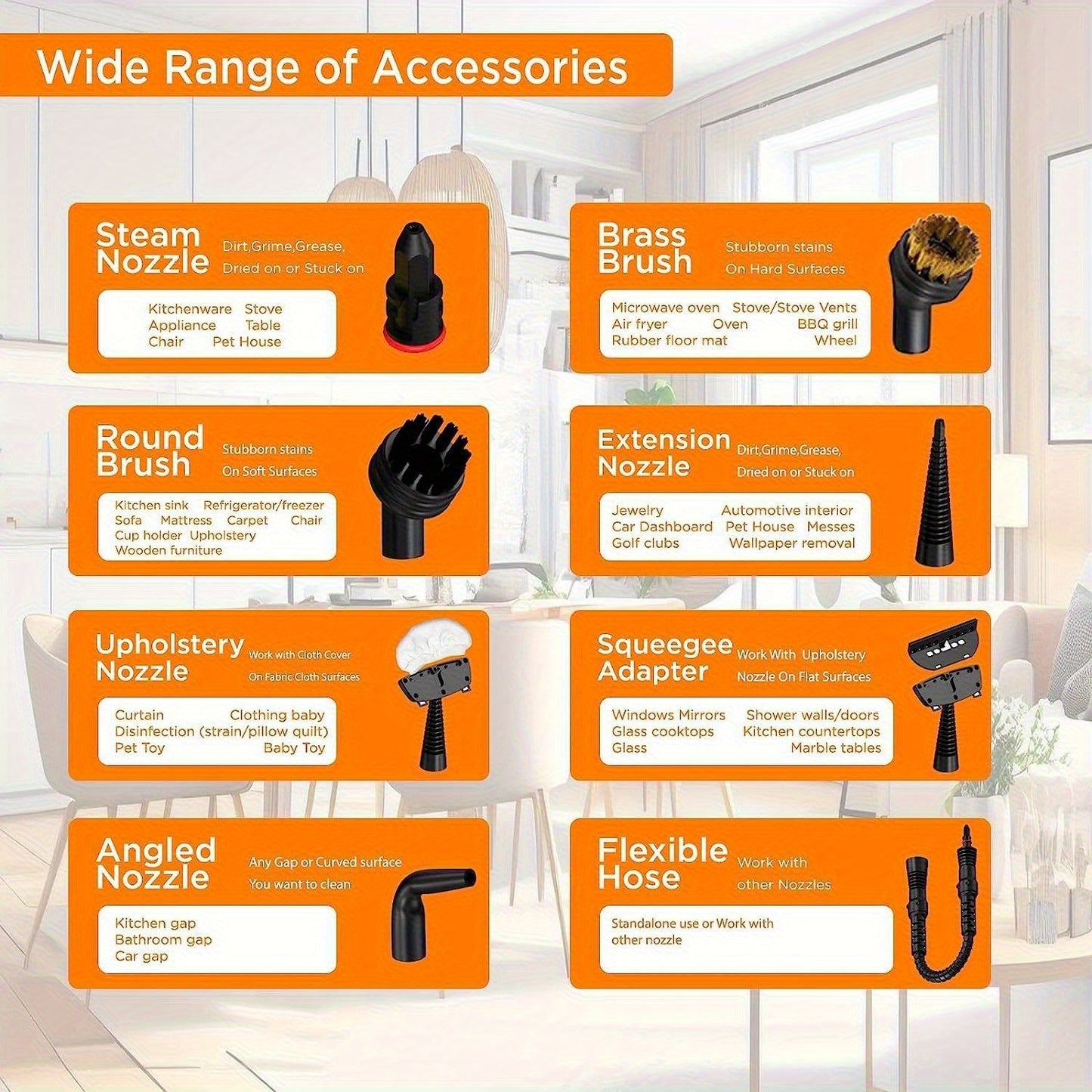 Handheld Multi-Surface Pressurized Steam Cleaner With 12 Accessories, Multi-Purpose Steam Generator For Household Water Tank, Natural Steam Cleaning, Yellow - Enfance-Heureuse