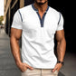 Fashion Short-sleeved Polo Shirt Summer Button V-neck T-shirt Tops Mens Clothing - Enfance-Heureuse