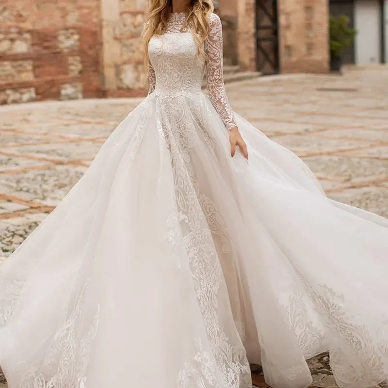 Long Sleeve Exquisite Wedding Dress - Enfance-Heureuse