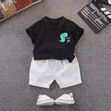 Dinosaure à manches Courtes T-shirt Garçon de Bande Dessinée Deux-pièce Costume - Enfance-Heureuse