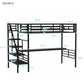Metal Loft Bed Frame With Desk, No Box Spring Needed,Twin ,Black - Enfance-Heureuse