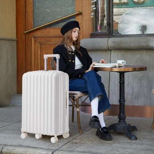 ABS Spinner Wheel Luggage Carry On Suitcase With Cup Holder USB Port Phone Holder 20 24 28 - Enfance-Heureuse