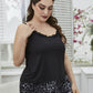 Plus Size Lace Trim Scoop Neck Cami and Printed Shorts Pajama Set - Enfance-Heureuse