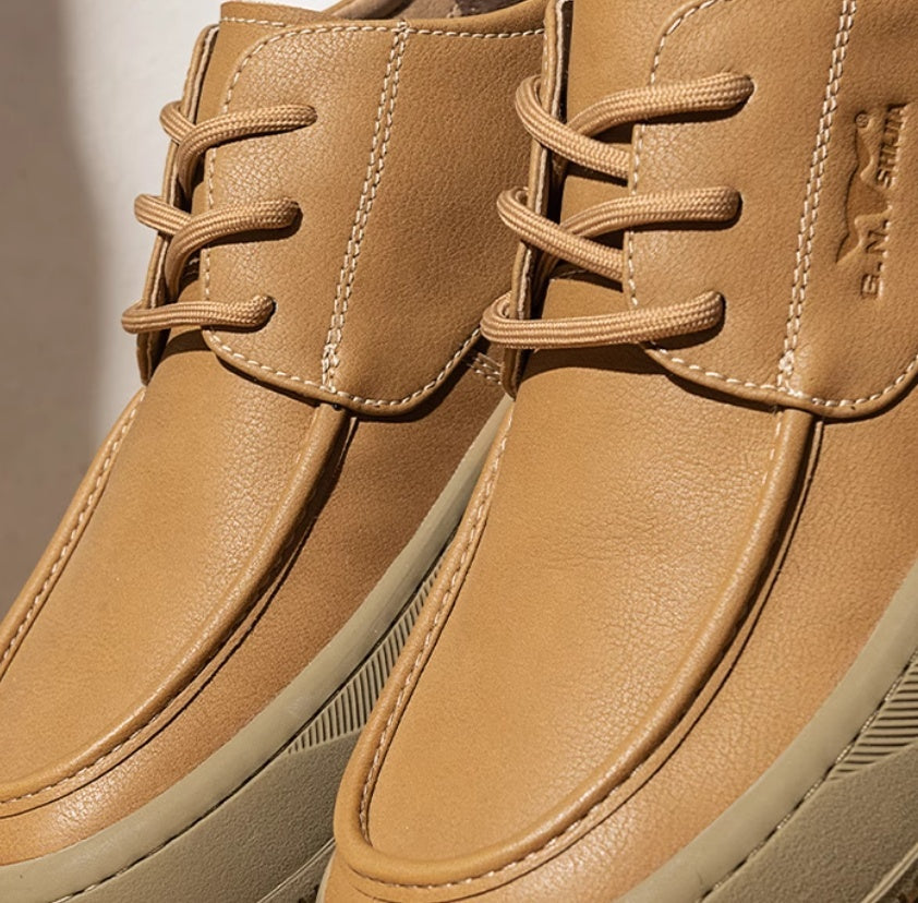 Chaussures décontractées en cuir marron rétro britannique à gros orteils