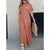 Fashion Bat-sleeved V-neck Slit Dress Summer Short Sleeve Elastic Waist Long Dresses Womens Clothing - Enfance-Heureuse