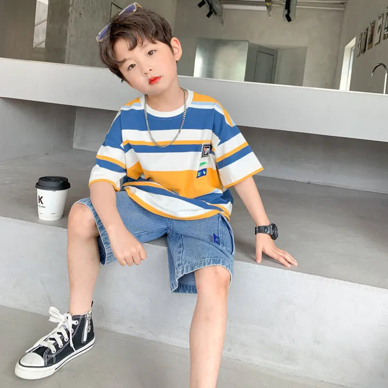 Boys Summer Casual T-Shirt Shorts Set - Enfance-Heureuse