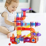 Magnetic Sheet Building Block Designer Magnet Maze Race Run Ball Marble Track Funnel Slide Brick Education DIY Toys For Children - Enfance-Heureuse