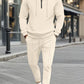 Men's Full Size Waffle-Knit Half Zipper Hoodie and Pants Set Plus Size - Enfance-Heureuse
