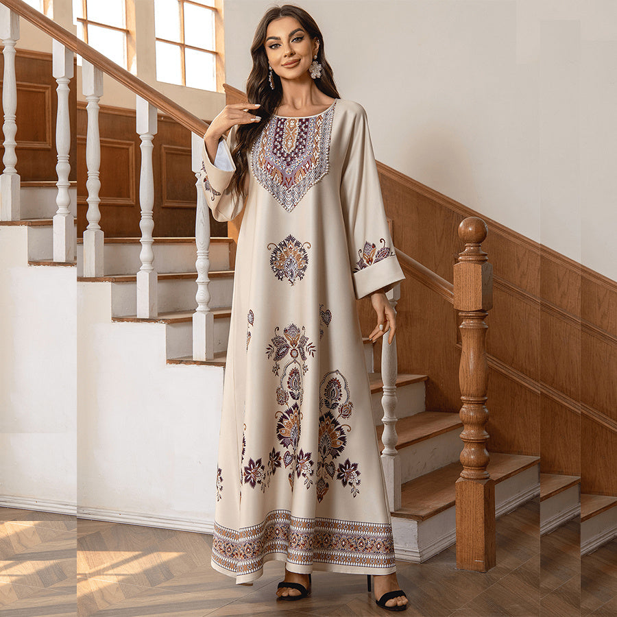 Female Actress's Modest Two-piece Embroidered Sequin Bubble Sleeve Casual Dress - Enfance-Heureuse