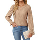 Jacquard Round Neck Long Sleeve Top Women's Clothing - Enfance-Heureuse