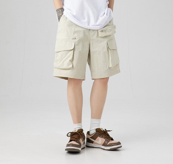 Multi-pocket Straight Casual Loose Zipper Cargo Shorts Men's Five-point Pants - Enfance-Heureuse