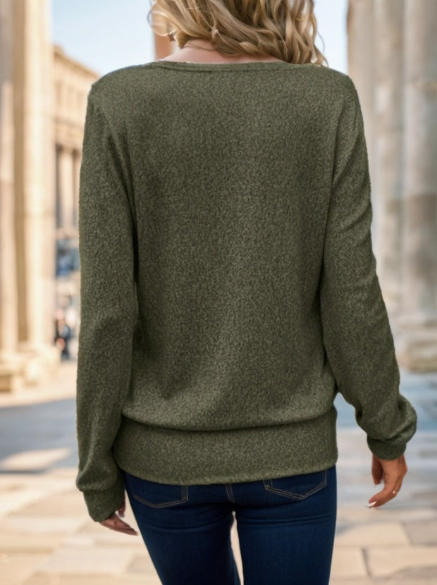 Clasi Solid Square Neck Sweatshirt,Long Sleeve Tops Graduation - Enfance-Heureuse