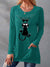 Women's Pocket Round Neck T-shirt Printed Loose Long Sleeve Dress - Enfance-Heureuse