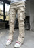 Men Trousers Individual Patched Pants Long Tight Fit Stacked Jeans For Mens Clothing - Enfance-Heureuse