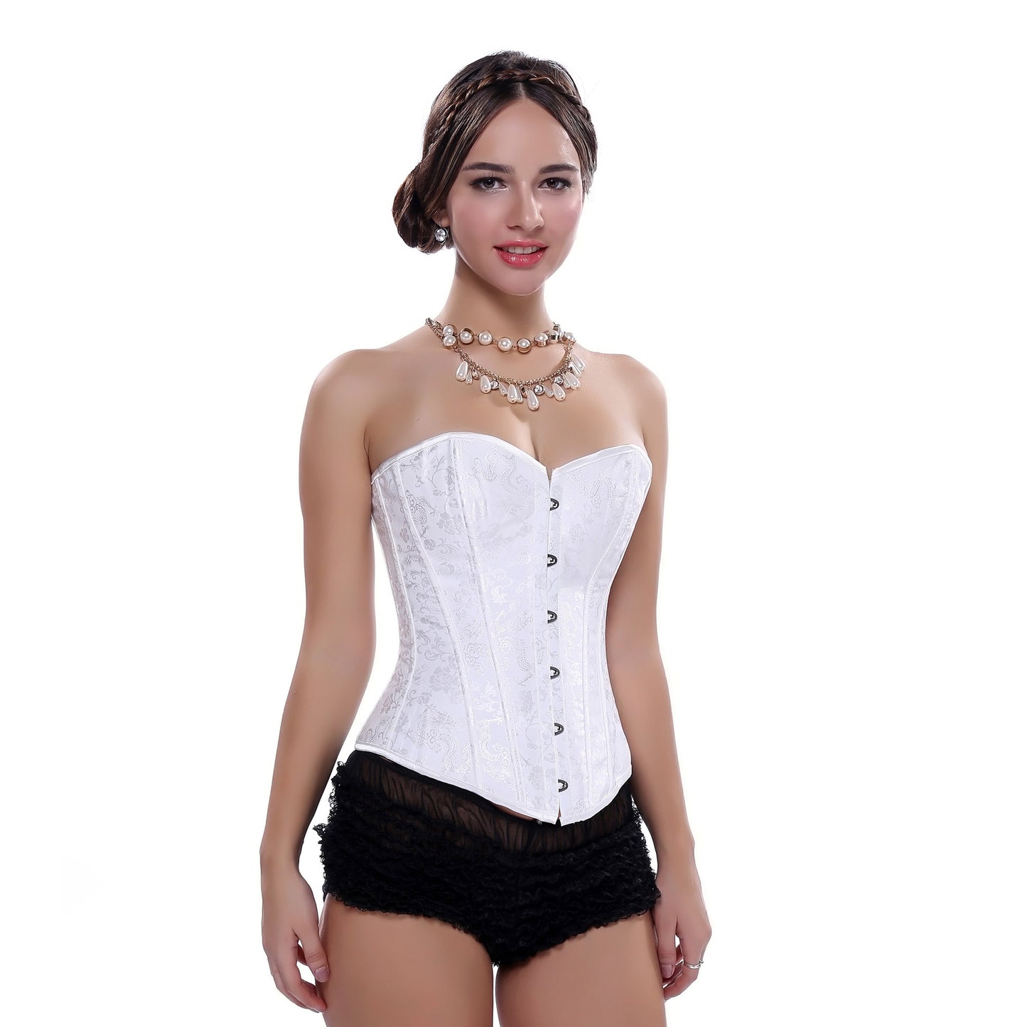 Sexy Steel Rib Lace-free Jacquard Chest Support Court Corset - Enfance-Heureuse