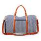 New Fashion Stripe Contrast Color and Leather Canvas Big Bag - Enfance-Heureuse