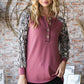 Heimish Full Size Snakeskin Print Raglan Sleeve Half Button Top - Enfance-Heureuse