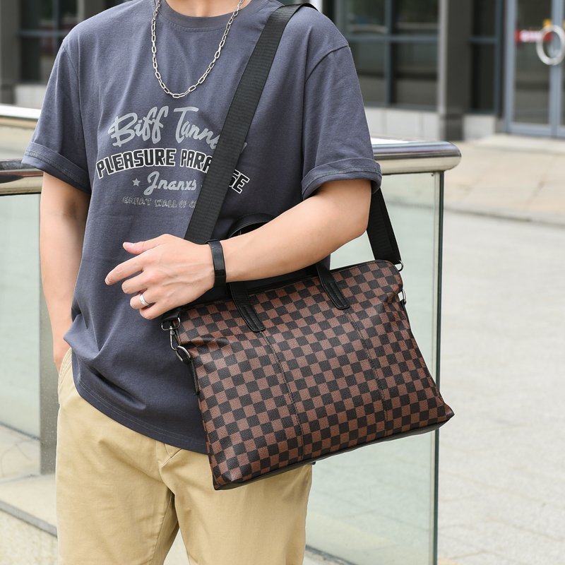 Atmospheric Plaid Business Handbag Horizontal Shoulder Messenger - Enfance-Heureuse