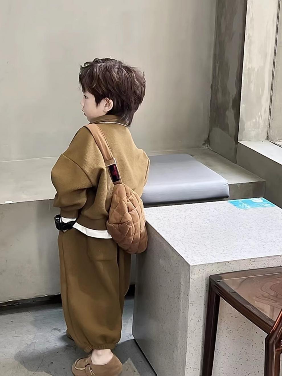 Boys' Simple Waffle Top Pants Suit - Enfance-Heureuse