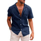 Men's Tops Casual Button Down Shirt Short Sleeve Beach Shirt Summer Mens Clothing - Enfance-Heureuse