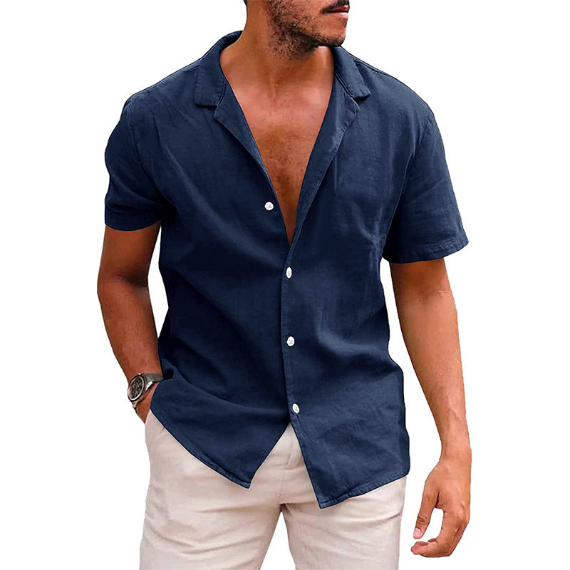 Men's Tops Casual Button Down Shirt Short Sleeve Beach Shirt Summer Mens Clothing - Enfance-Heureuse