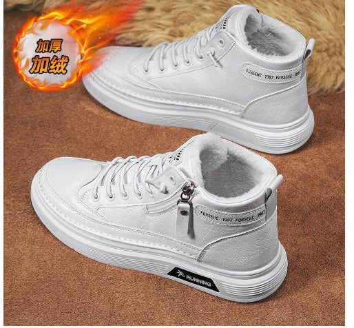 Men's Black Mid Top Board Shoes Winter Waterproof Martin Boots