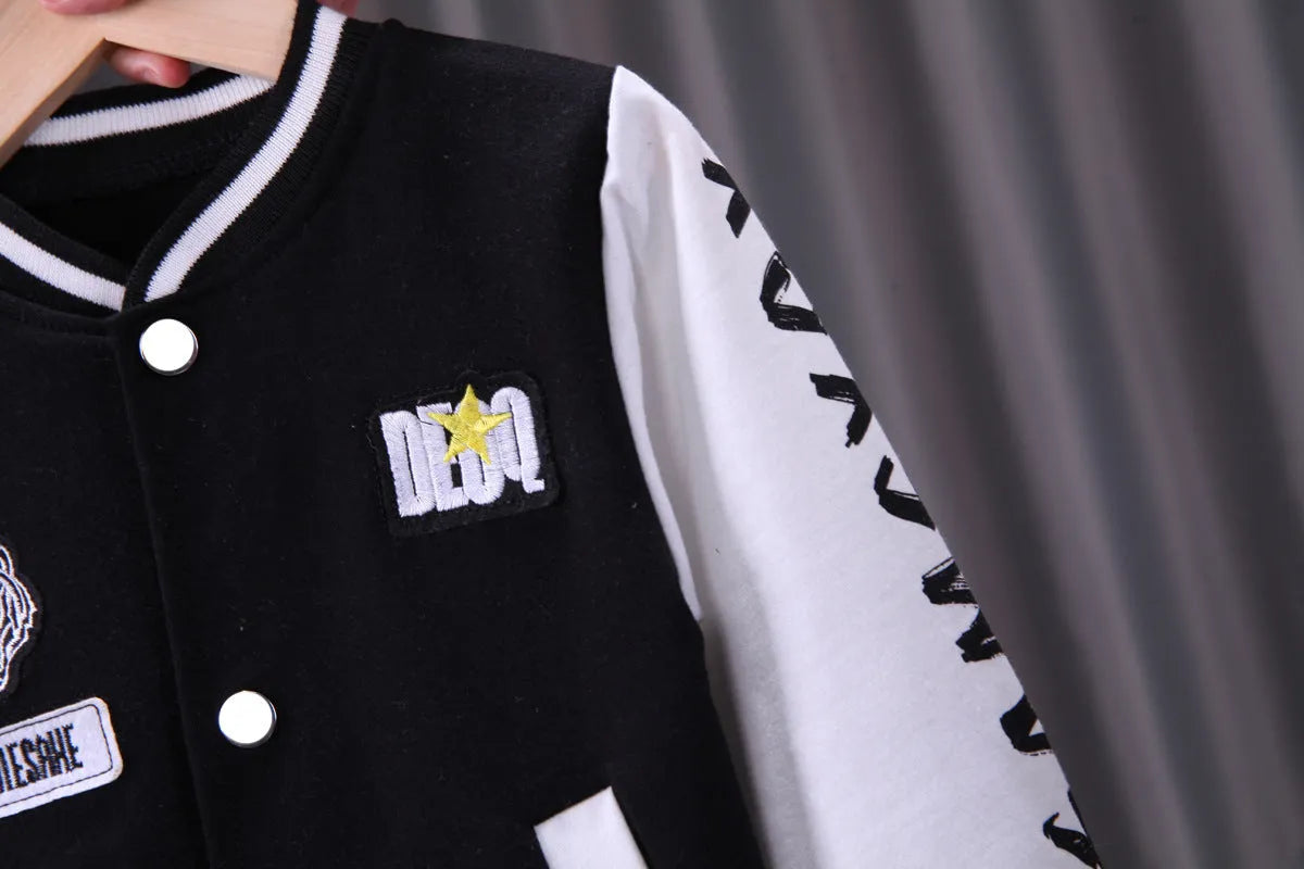 Boys Baseball Jacket Korean Two-piece Set - Enfance-Heureuse