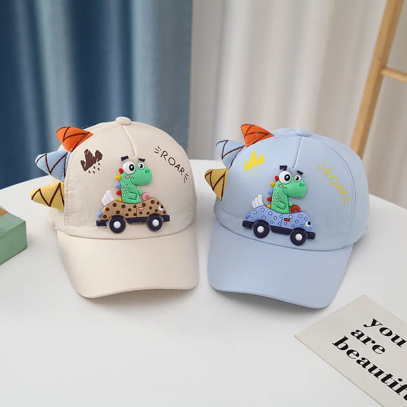 Dinosaur Car Peaked Cap Korean Style Boys And Girls Embroidery - Enfance-Heureuse