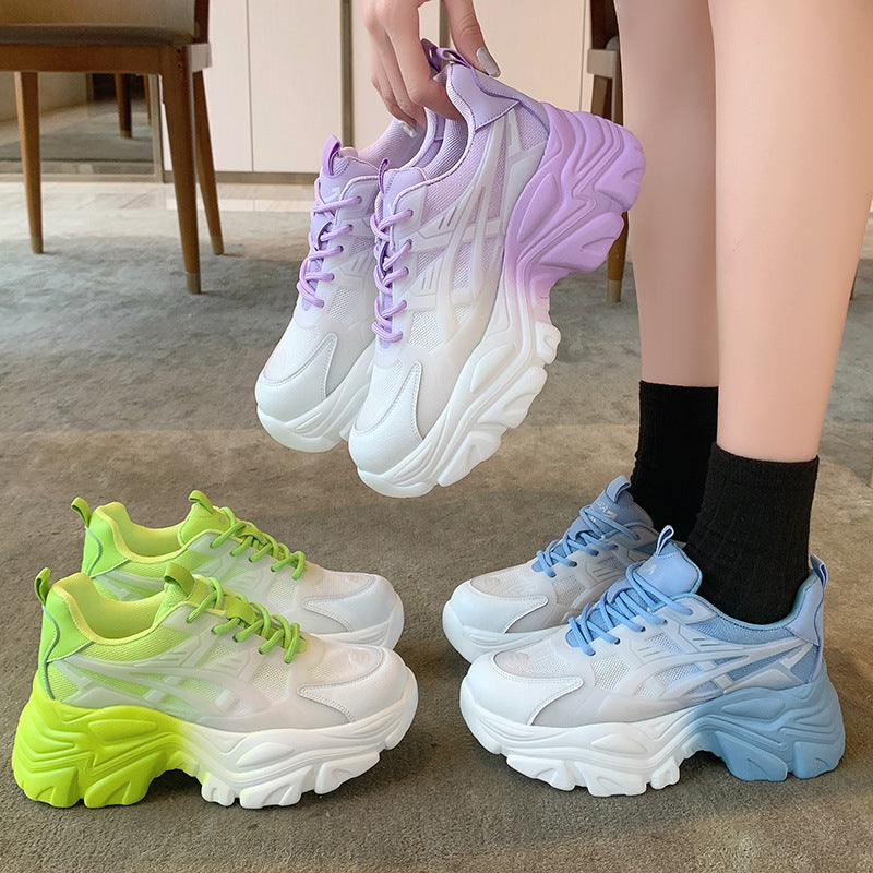 Women's Colorful Sequin Platform Shoes Lace-Up Sneakers - Enfance-Heureuse