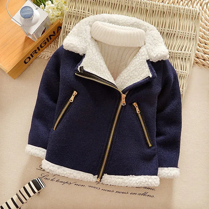 Children's Thickened Fleece Wool Top Lamb Wool Coat - Enfance-Heureuse