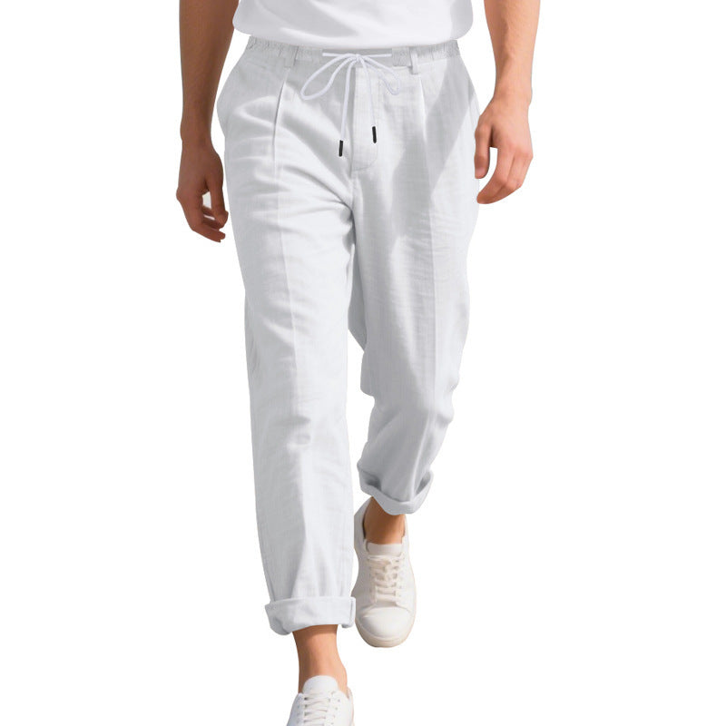 American Linen Men's Casual Pants Summer Loose Straight - Enfance-Heureuse