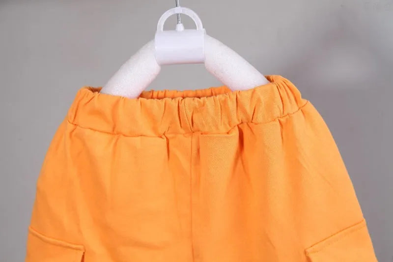 Shorts à manches courtes avec patchwork pour garçons - Enfance-Heureuse