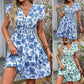 Women's V-neck Printed Waist-controlled Slimming Dress - Enfance-Heureuse