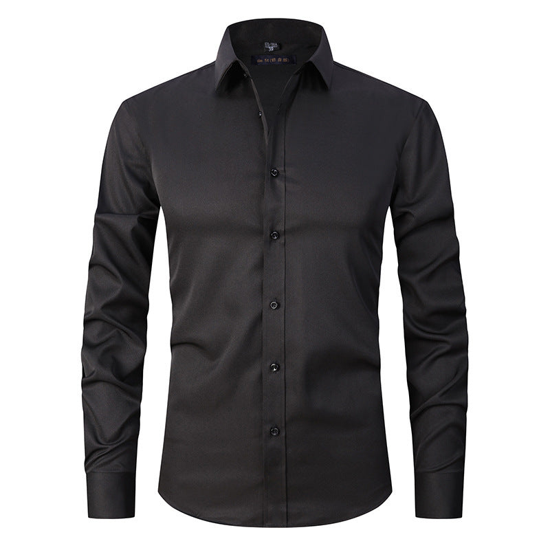 Men's Stretch Shirt Long Sleeve Non-ironing Slim Fit - Enfance-Heureuse
