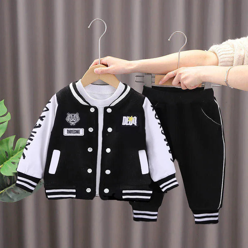 Boys Baseball Jacket Korean Two-piece Set - Enfance-Heureuse
