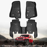Car Floor Mats For J EEP Wrangler JL 2018 4 Doors Model, Waterproof And Stain-resistant TPE,Black 3 PCS. - Not Fit For Jeep Wrangler JK Or 4XE - Enfance-Heureuse