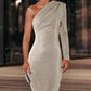 Silver One Shoulder Sequin Formal Dress - Enfance-Heureuse