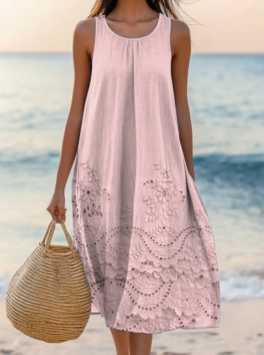 Polyester Short-sleeve One-piece Dress For Women - Enfance-Heureuse