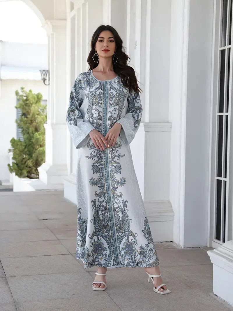 Women's Printed Long Sleeved Robe Dress - Soft And Elastic - Enfance-Heureuse