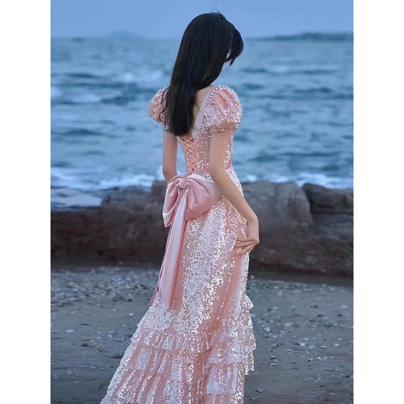 Pink Evening Dress For High End Luxury Women - Enfance-Heureuse