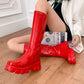 Women's Boots, Thick-soled Round-toe Trifle Mid-heel High-top Large Size Shoes - Enfance-Heureuse