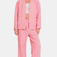 Zenana Quilted Button Up Long Sleeve Top and Pants Lounge Set