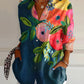 New Women's Long Sleeved Shirt For Summer Fashion, 3D Printed Shirt With Floral Pattern - Enfance-Heureuse