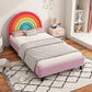 Rainbow Design Upholstered Twin Platform Bed Cute Style Princess Bed For Boys Girls, Teens - Enfance-Heureuse