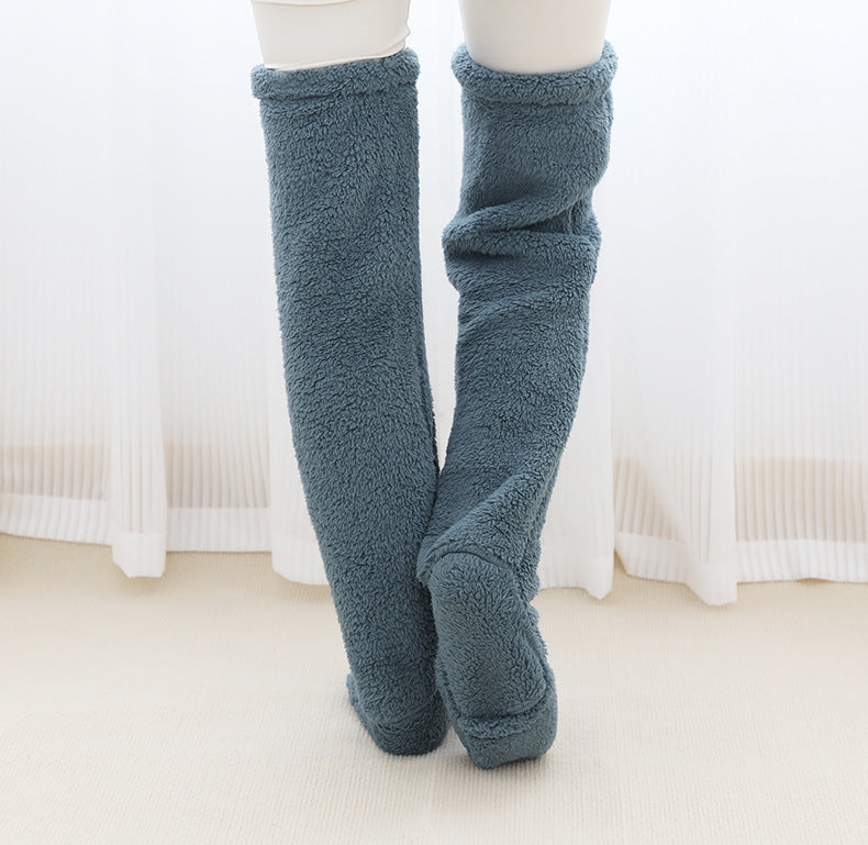 Over Knee High Fuzzy Long Socks Winter Warm Cold Leg Knee Joint Cold-proof Stockings Home Floor Sleeping Socks - Enfance-Heureuse